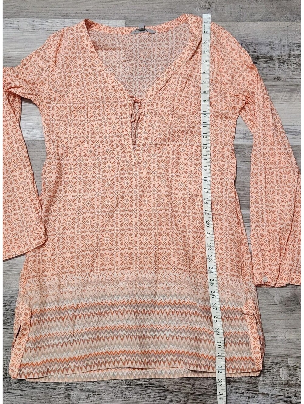 Athleta Swim Cover Up Medium Orange Boho Hippie Floral V Neck - Picture 9 of 9